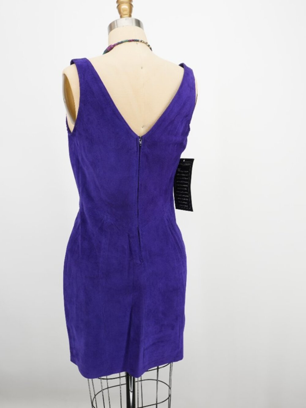 Purple Leather Dress 1980s Bodycon Mini Dress By Firenze Santa Barbara View 6